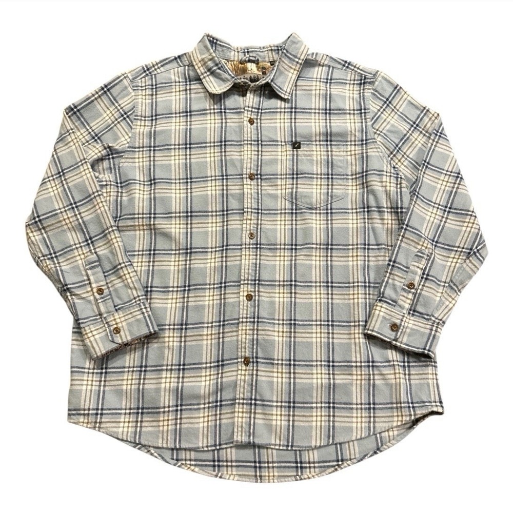 Pladra Flannel Long Sleeve Button Shirt Plaid Men's Size XXL Duck Flip Cuff